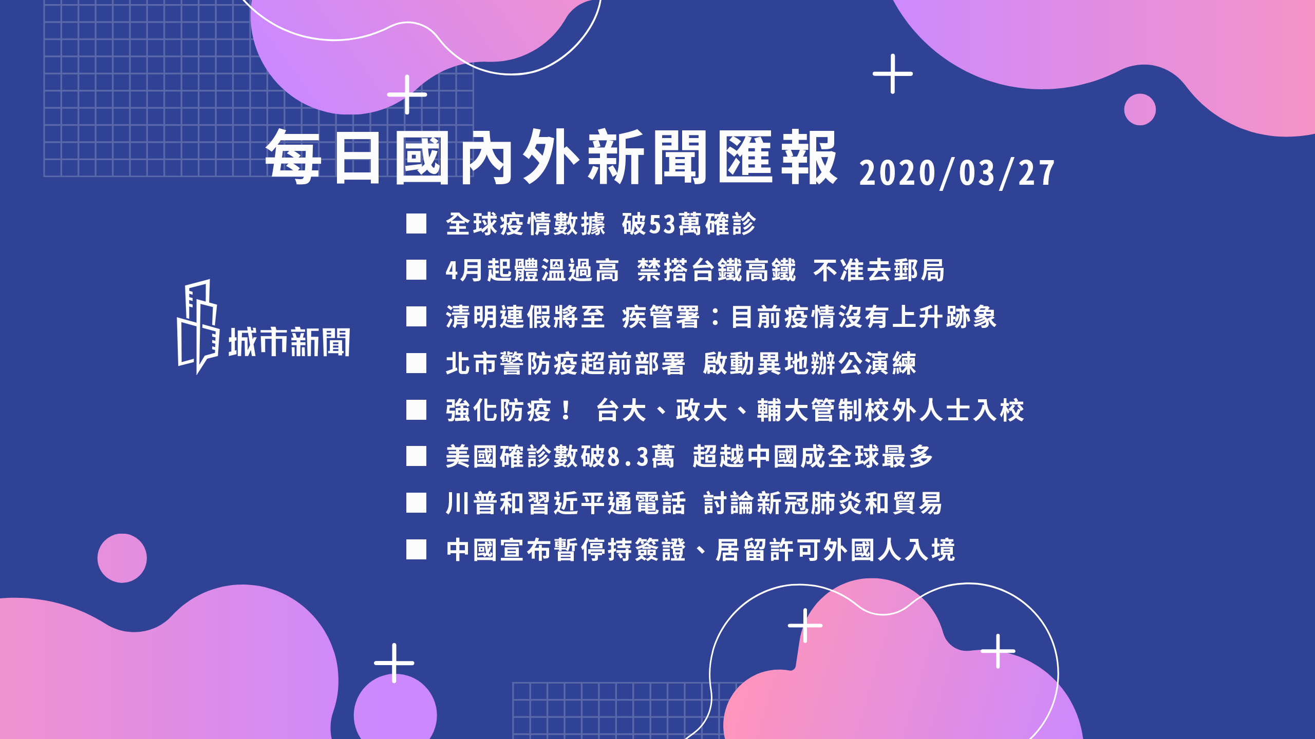 【疫情快報】每日國內外新聞匯報2020/03/27