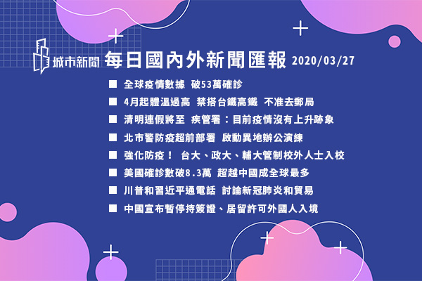 【疫情快報】每日國內外新聞匯報2020/03/27