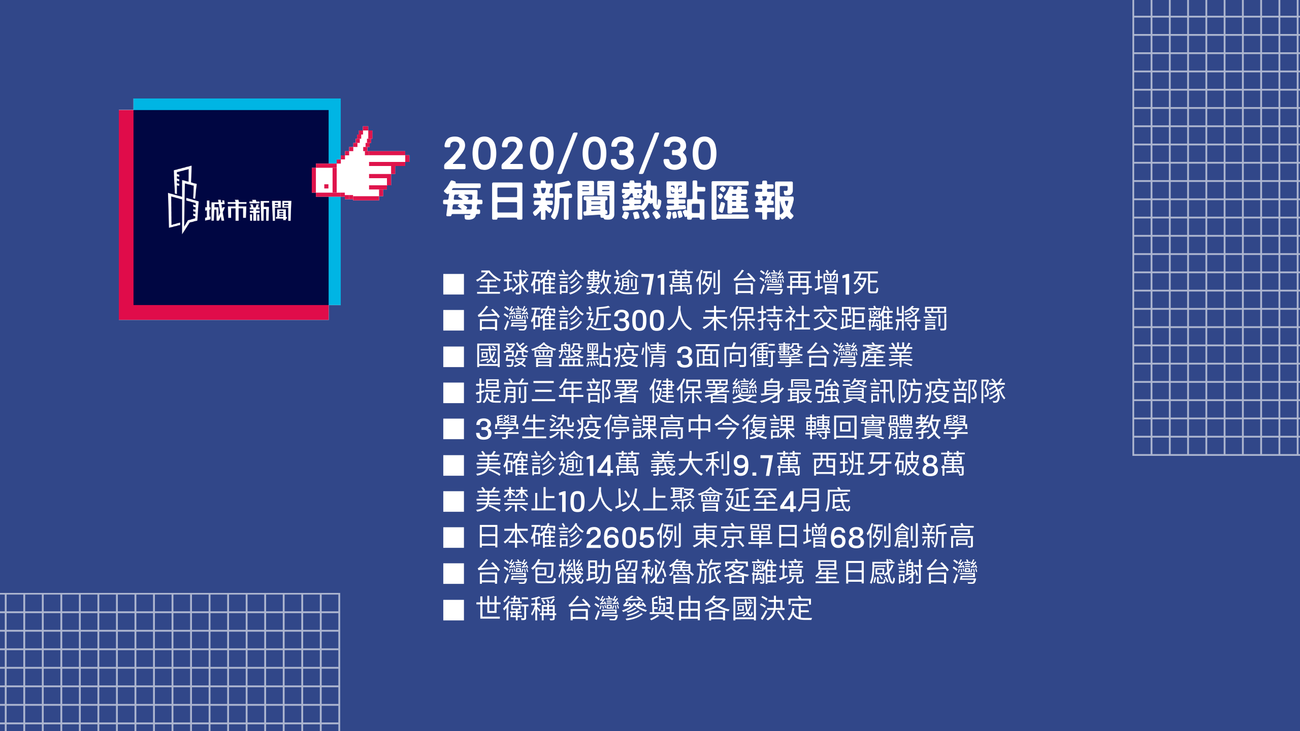 【疫情快報】每日國內外新聞匯報2020/03/30