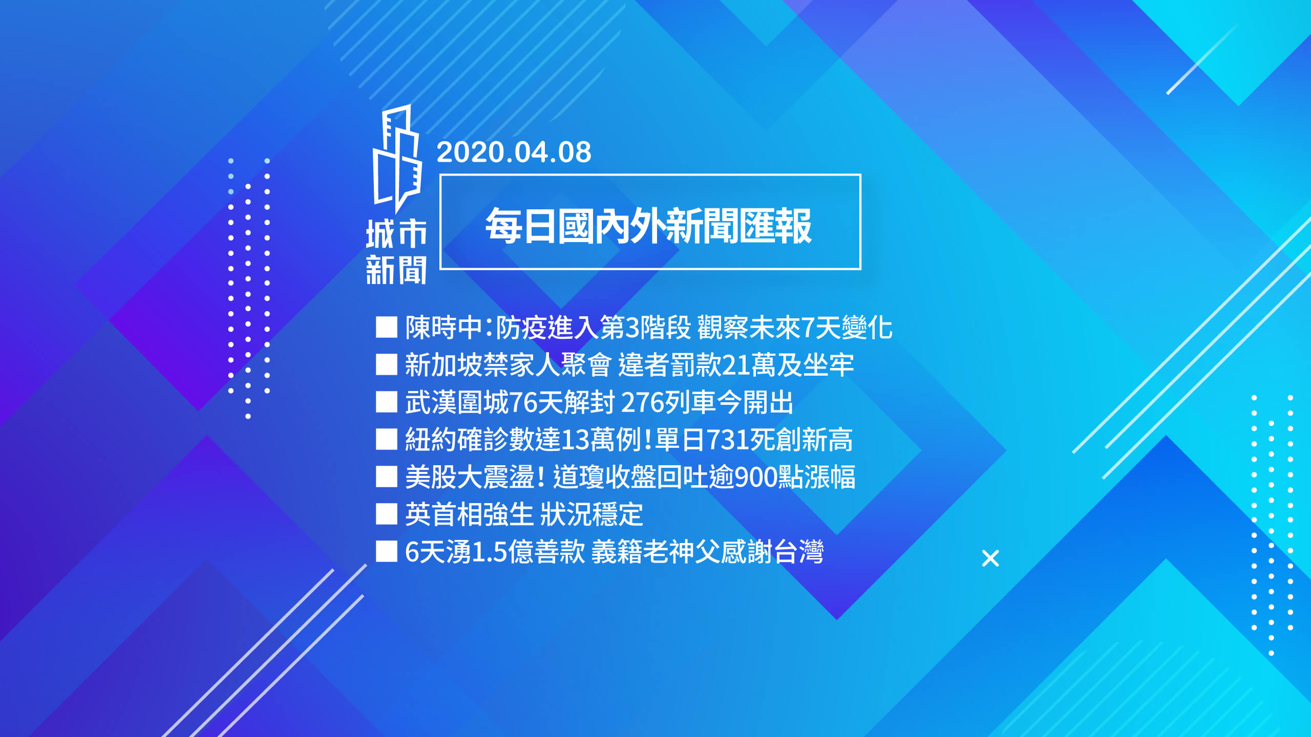 【疫情快報】每日國內外新聞匯報2020/04/08