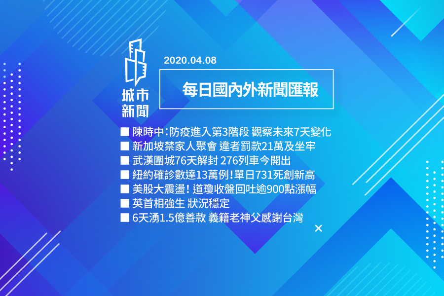 【疫情快報】每日國內外新聞匯報2020/04/08