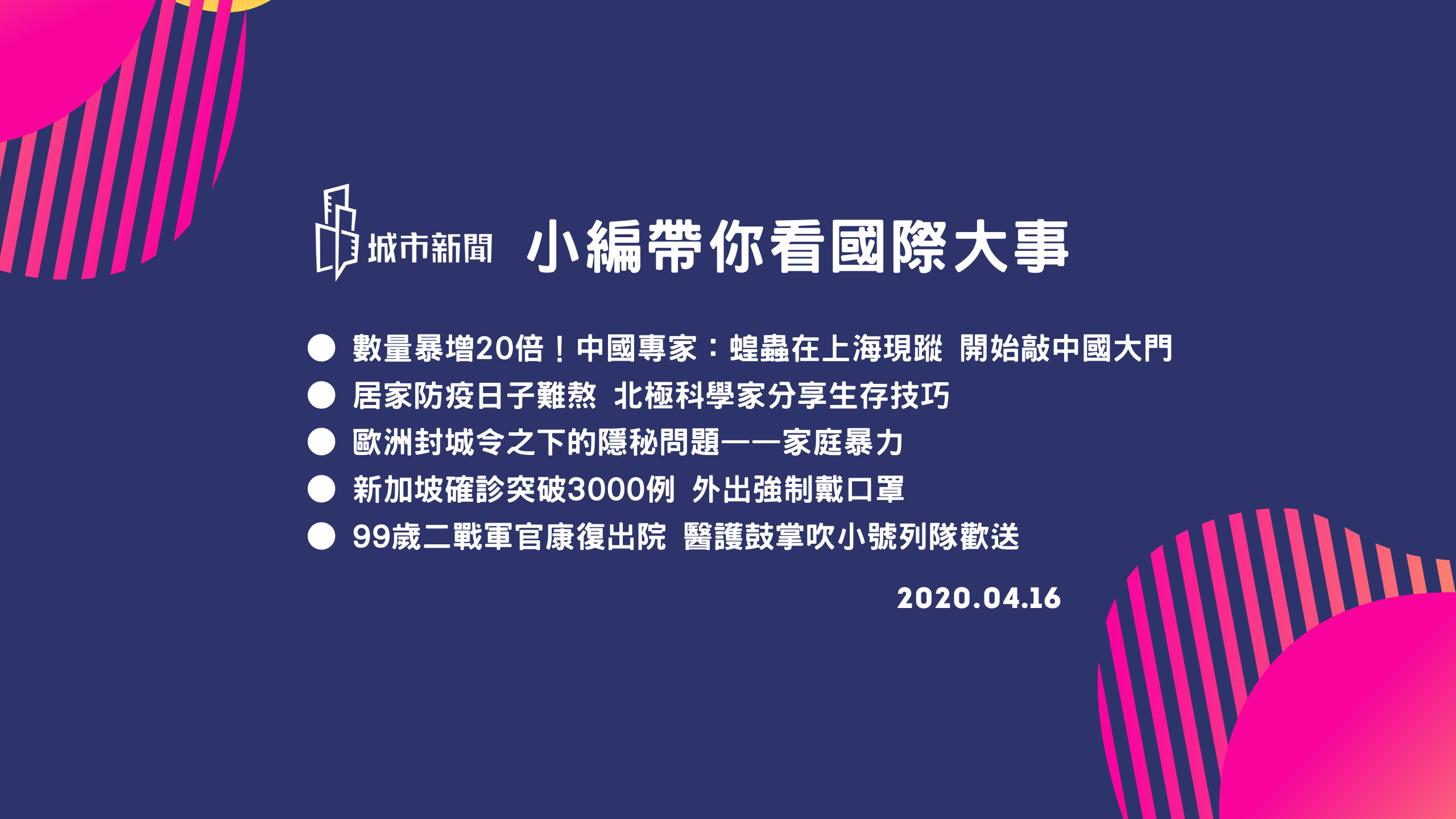 【疫情快報】4/16 小編帶你看國際大事