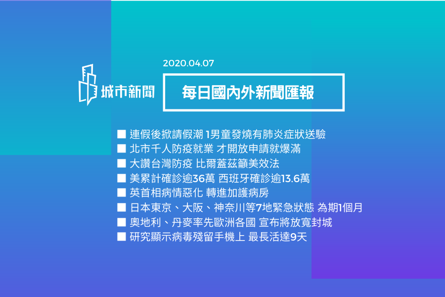 【疫情快報】每日國內外新聞匯報2020/04/07